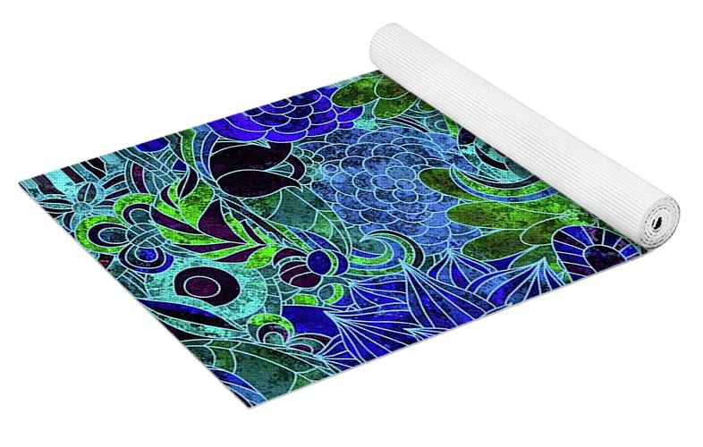 Blue Floral Pattern - Yoga Mat