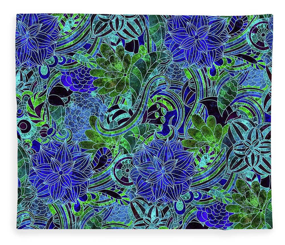 Blue Floral Pattern - Blanket