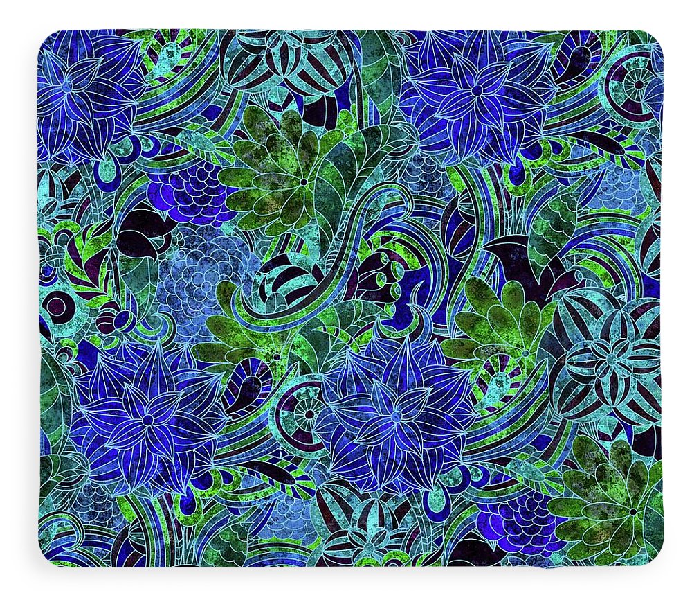 Blue Floral Pattern - Blanket