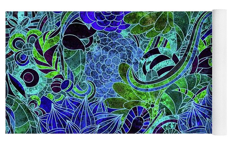 Blue Floral Pattern - Yoga Mat