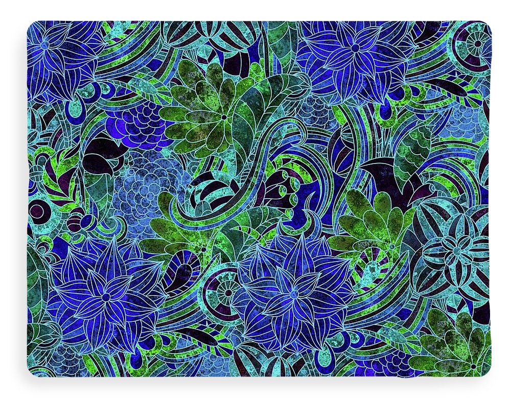 Blue Floral Pattern - Blanket