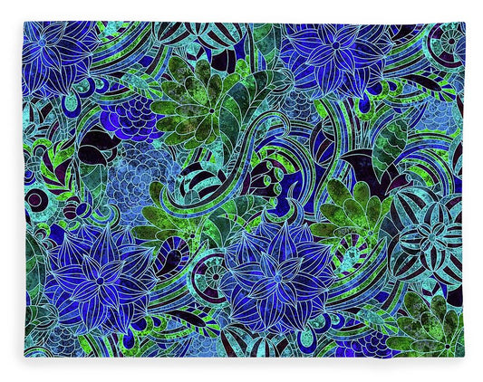 Blue Floral Pattern - Blanket