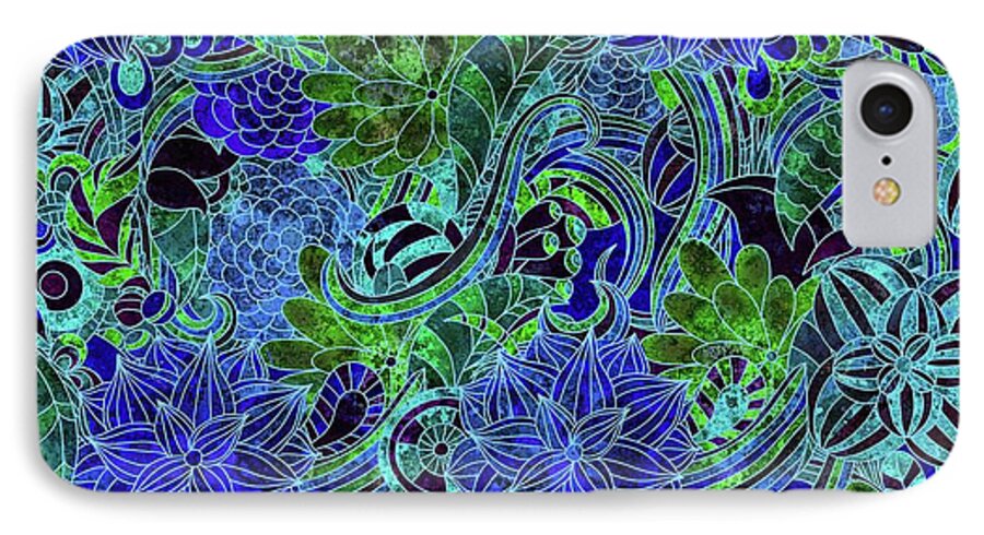 Blue Floral Pattern - Phone Case