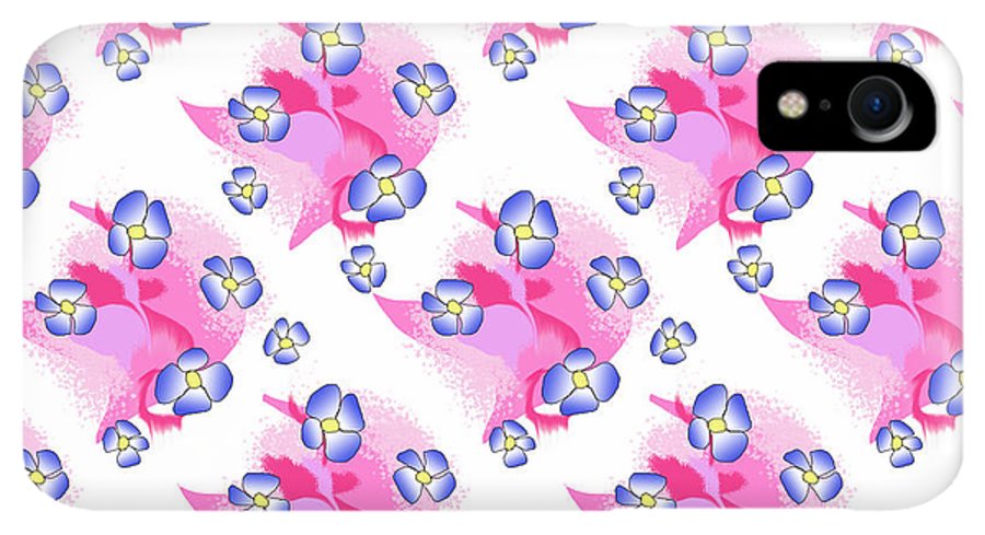 Blue Flowers On Pink - Phone Case