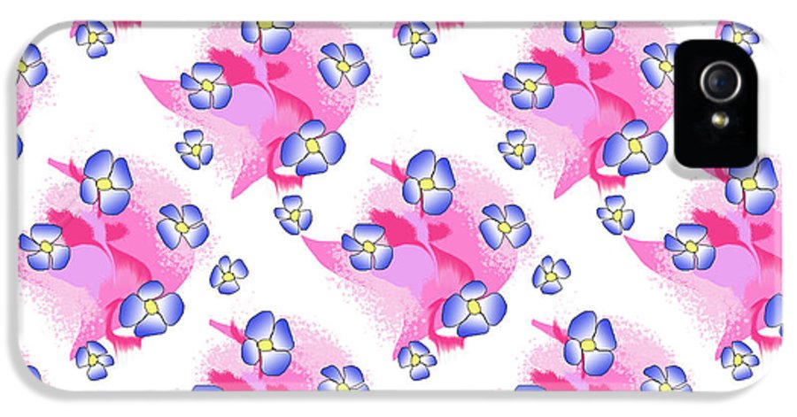 Blue Flowers On Pink - Phone Case