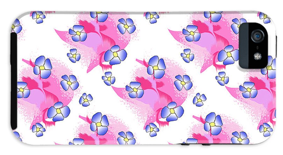 Blue Flowers On Pink - Phone Case