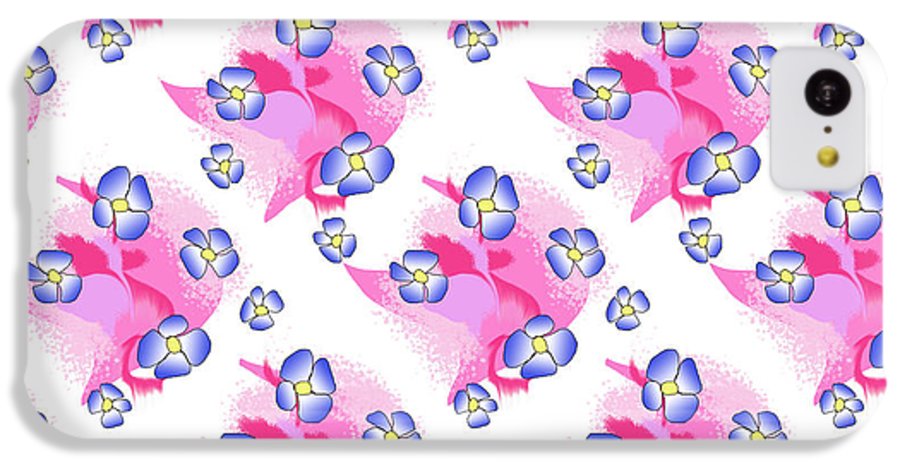 Blue Flowers On Pink - Phone Case