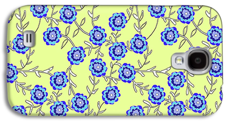 Blue Flowers On Yellow - Phone Case