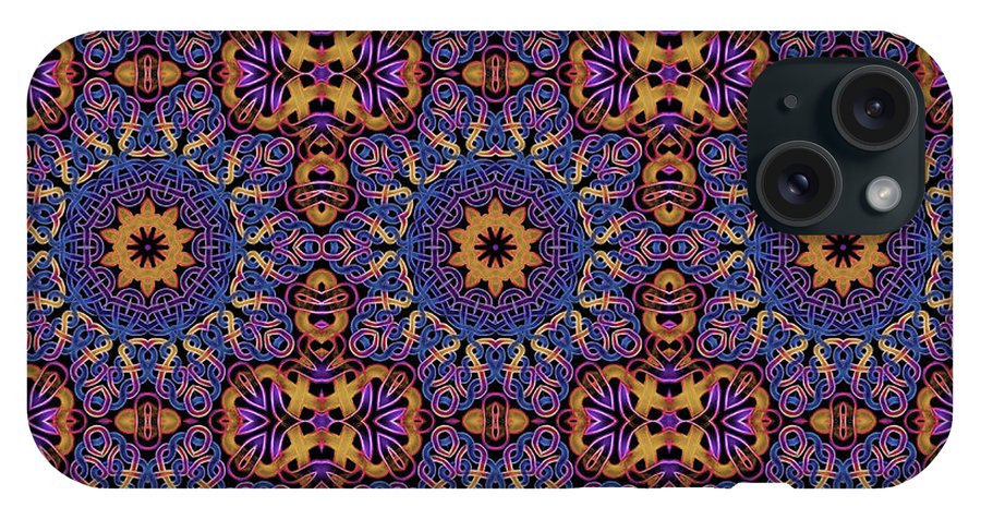 Blue Gold Celtic Kaleidoscope - Phone Case