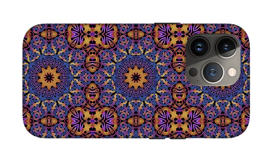 Blue Gold Celtic Kaleidoscope - Phone Case