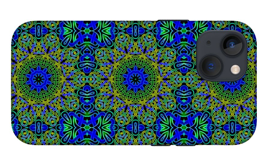 Blue Green Celtic Kaleidoscope - Phone Case
