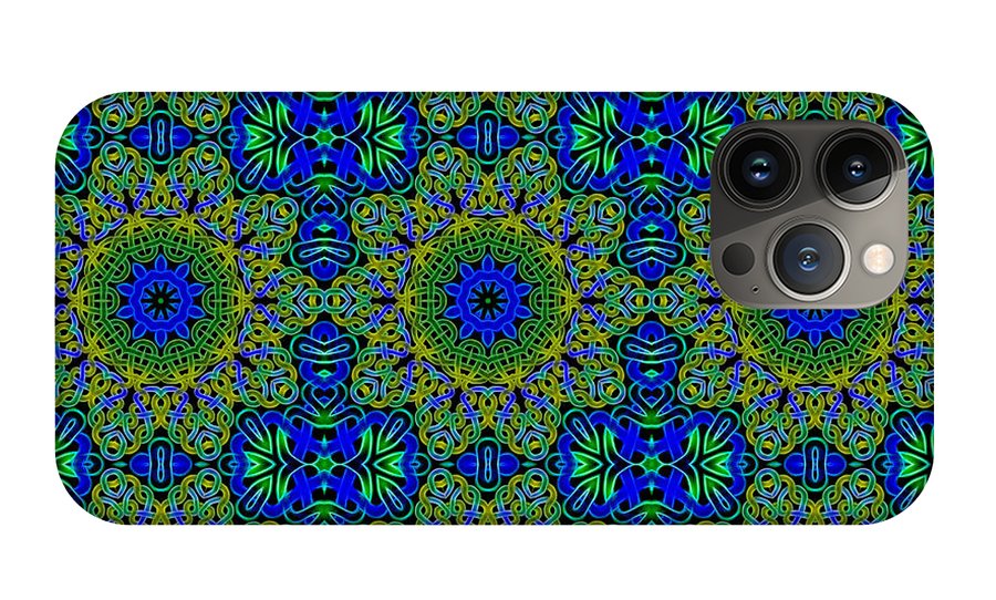 Blue Green Celtic Kaleidoscope - Phone Case