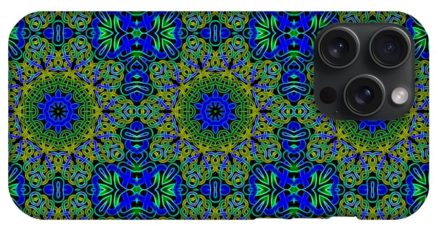 Blue Green Celtic Kaleidoscope - Phone Case