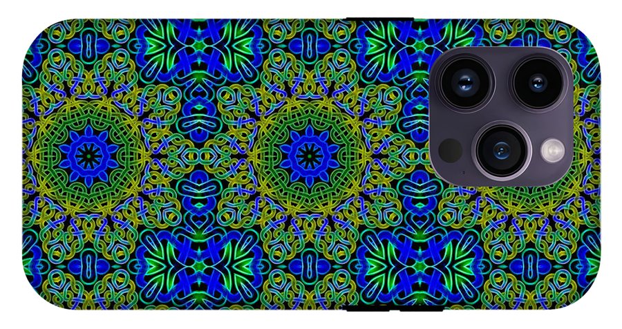 Blue Green Celtic Kaleidoscope - Phone Case