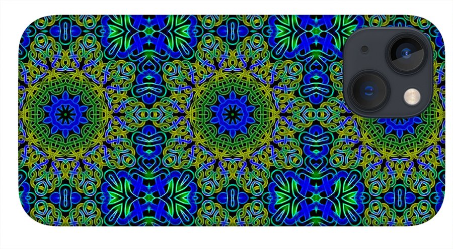 Blue Green Celtic Kaleidoscope - Phone Case