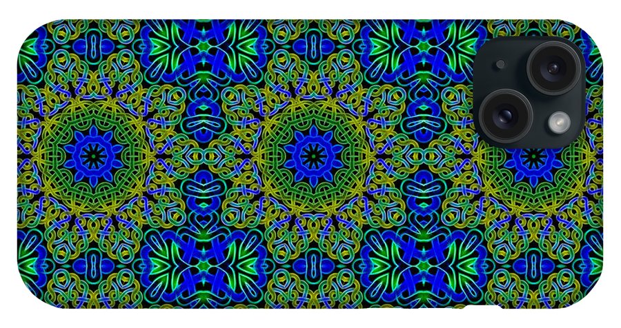 Blue Green Celtic Kaleidoscope - Phone Case