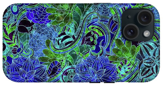 Blue Green Flower Pattern - Phone Case