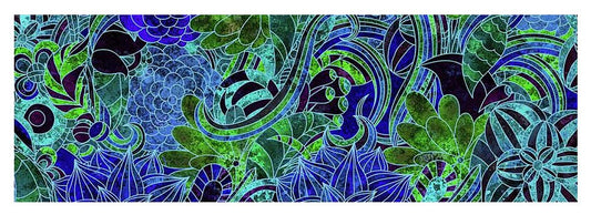 Blue Green Flower Pattern - Yoga Mat
