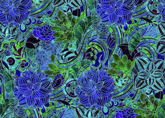 Blue Green Flower Pattern - Puzzle