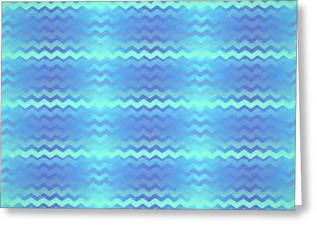 Blue Green Mermaid Chevron - Greeting Card