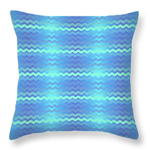 Blue Green Mermaid Chevron - Throw Pillow