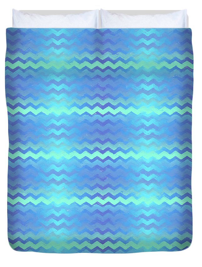 Blue Green Mermaid Chevron - Duvet Cover