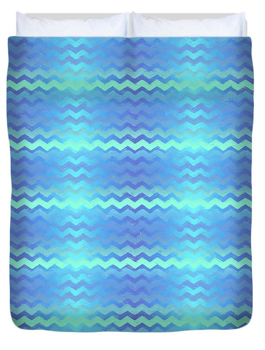 Blue Green Mermaid Chevron - Duvet Cover