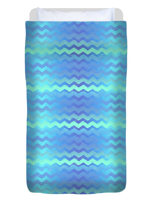 Blue Green Mermaid Chevron - Duvet Cover