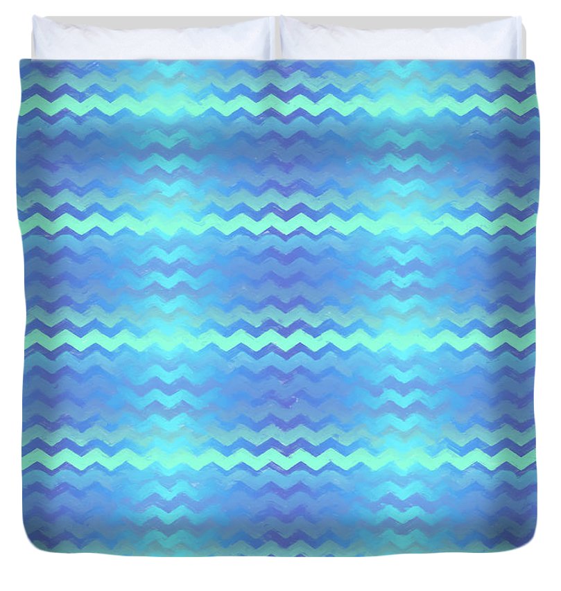 Blue Green Mermaid Chevron - Duvet Cover