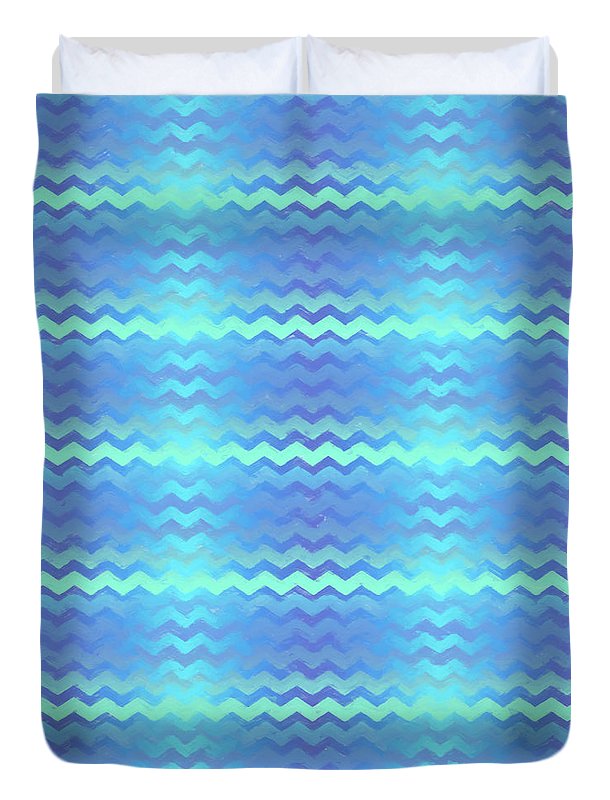 Blue Green Mermaid Chevron - Duvet Cover