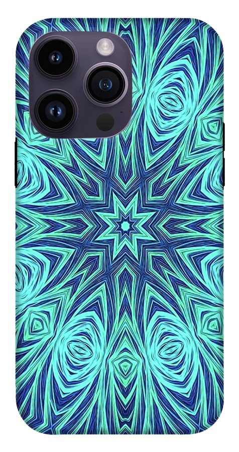 Blue Ice Kaleidoscope Fractal - Phone Case