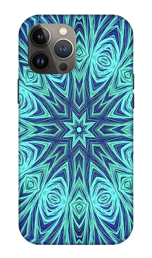 Blue Ice Kaleidoscope Fractal - Phone Case