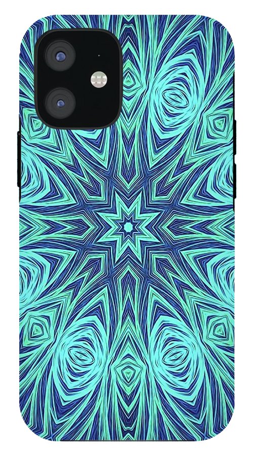 Blue Ice Kaleidoscope Fractal - Phone Case