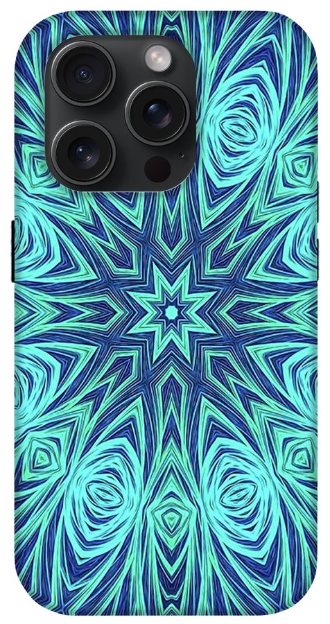 Blue Ice Kaleidoscope Fractal - Phone Case