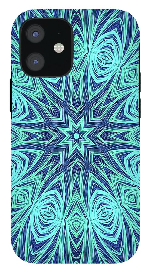 Blue Ice Kaleidoscope Fractal - Phone Case