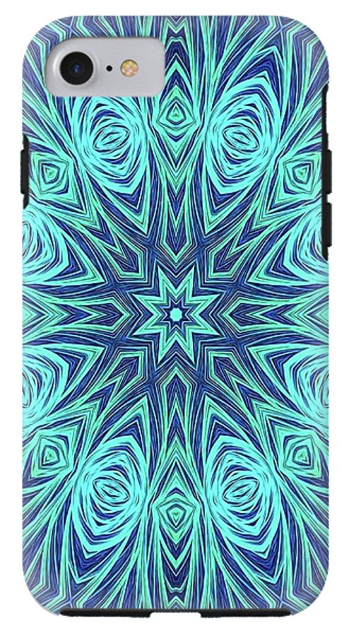 Blue Ice Kaleidoscope Fractal - Phone Case