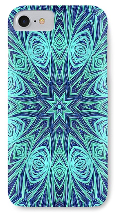 Blue Ice Kaleidoscope Fractal - Phone Case