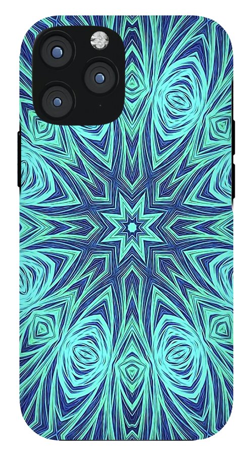 Blue Ice Kaleidoscope Fractal - Phone Case