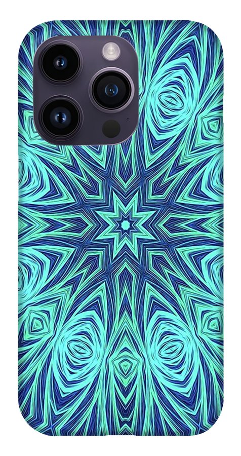 Blue Ice Kaleidoscope Fractal - Phone Case