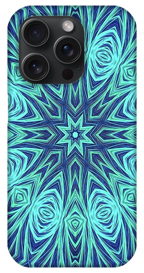 Blue Ice Kaleidoscope Fractal - Phone Case