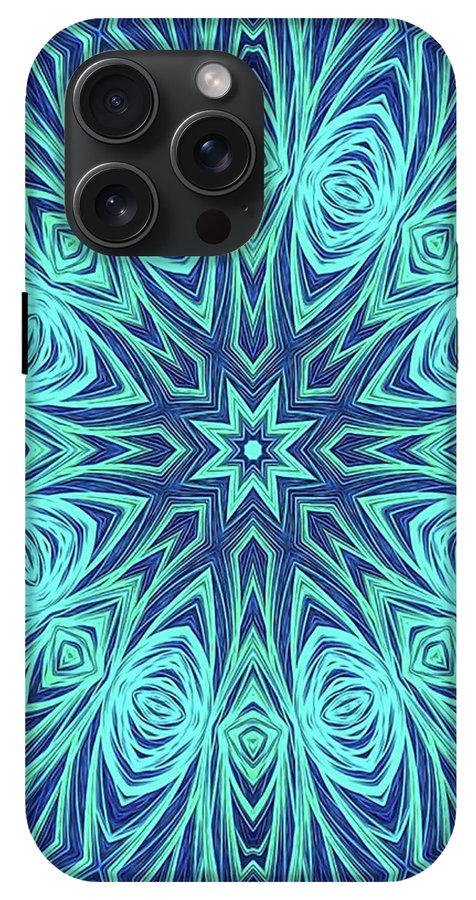 Blue Ice Kaleidoscope Fractal - Phone Case