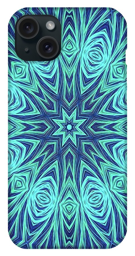 Blue Ice Kaleidoscope Fractal - Phone Case