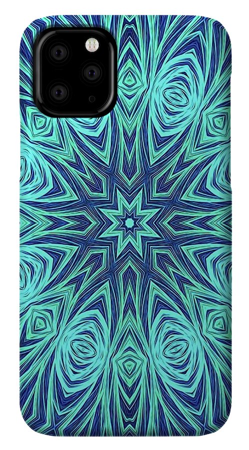 Blue Ice Kaleidoscope Fractal - Phone Case