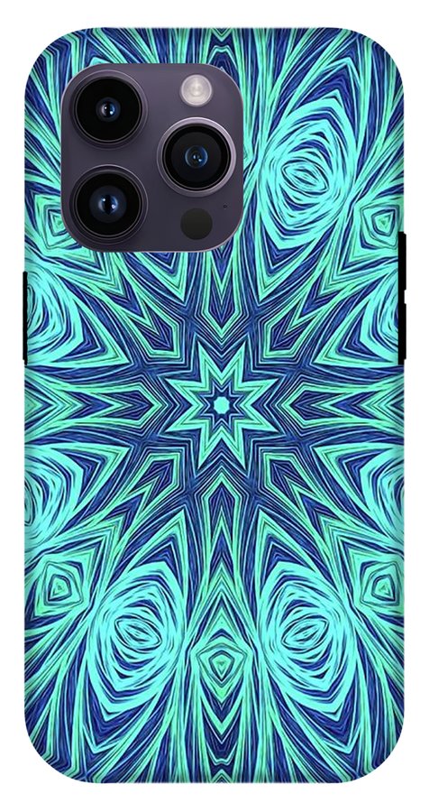 Blue Ice Kaleidoscope Fractal - Phone Case