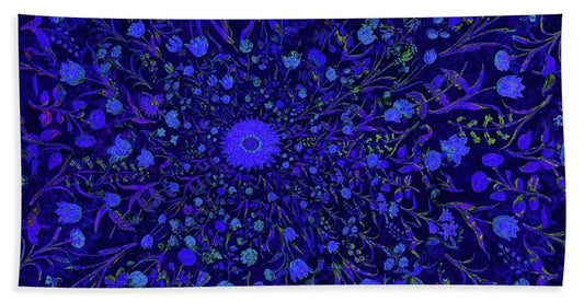 Blue Medieval Flowers - Bath Towel