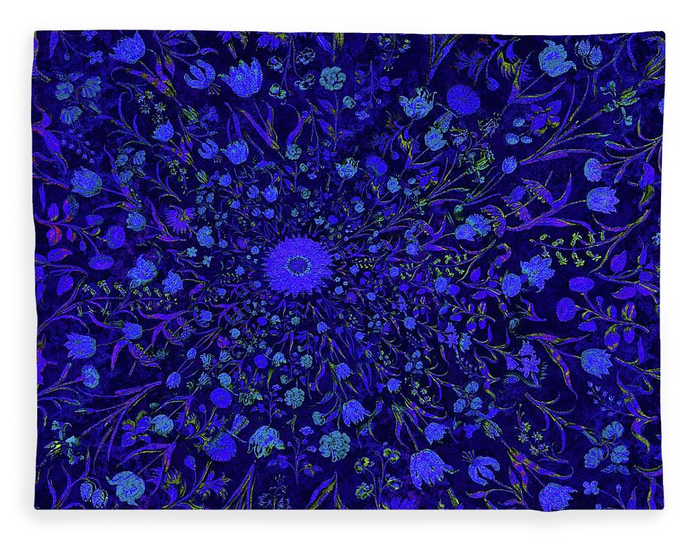 Blue Medieval Flowers - Blanket