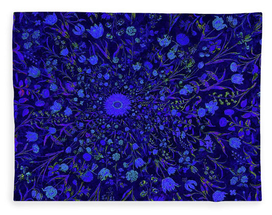 Blue Medieval Flowers - Blanket