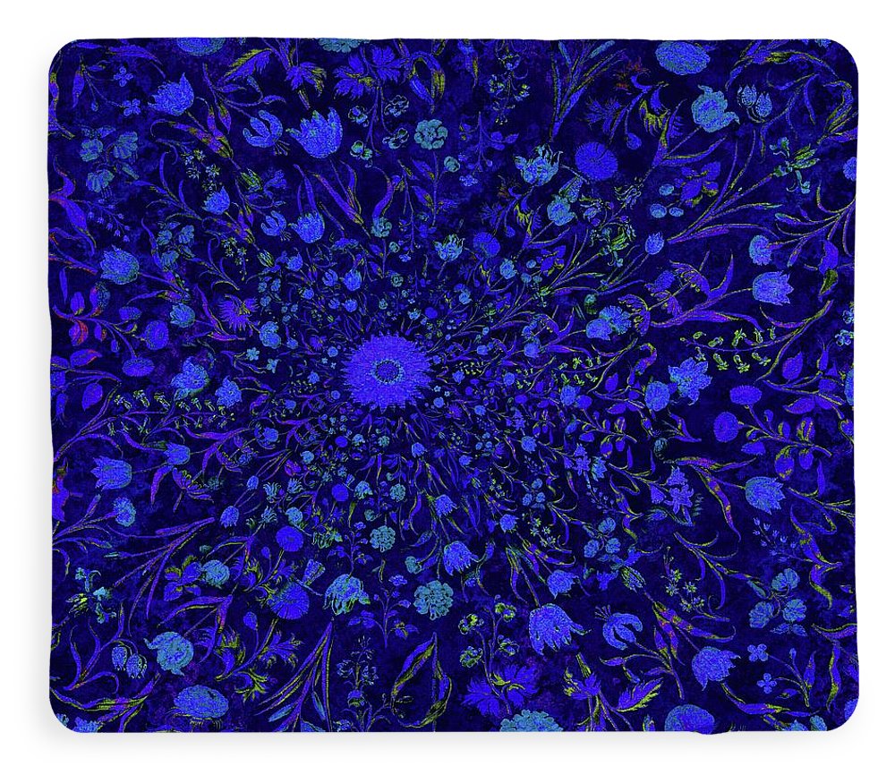 Blue Medieval Flowers - Blanket