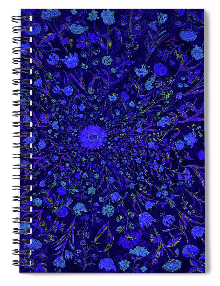 Blue Medieval Flowers - Spiral Notebook