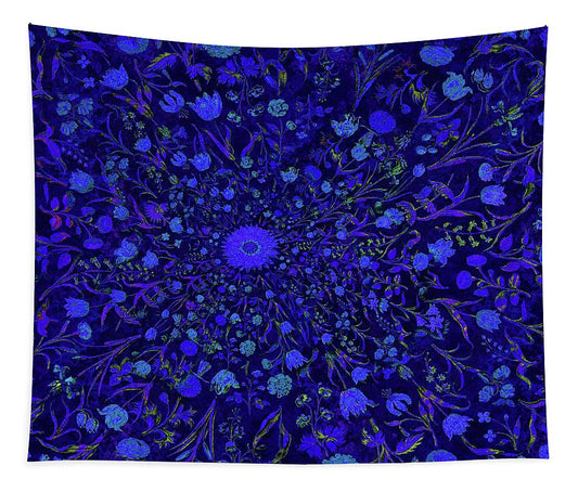 Blue Medieval Flowers - Tapestry